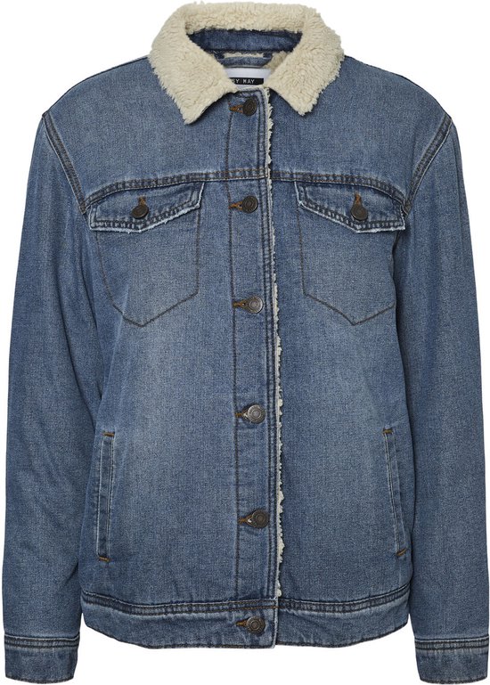 Dames Gevoerde nepbont spijkerjack Teddy Denim jas Warme Basisjas NMOLEmarke