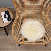 WOOOL® Schapenvacht Stoelkussen - Classic Wit (38cm) - Zitkussen - 100% Echt - Chairpad ROND