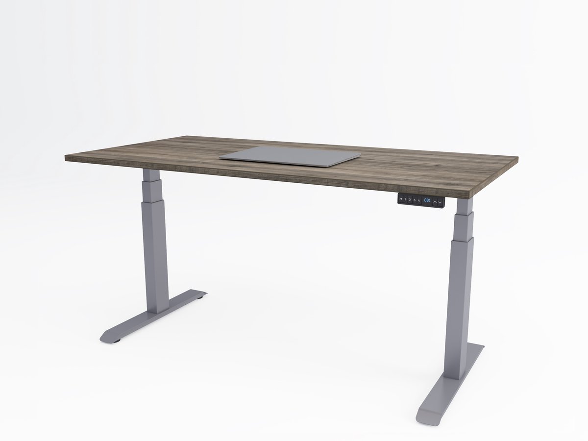 Tri-desk Premium | Elektrisch zit-sta bureau | Aluminium onderstel | Logan eiken blad | 200 x 80 cm