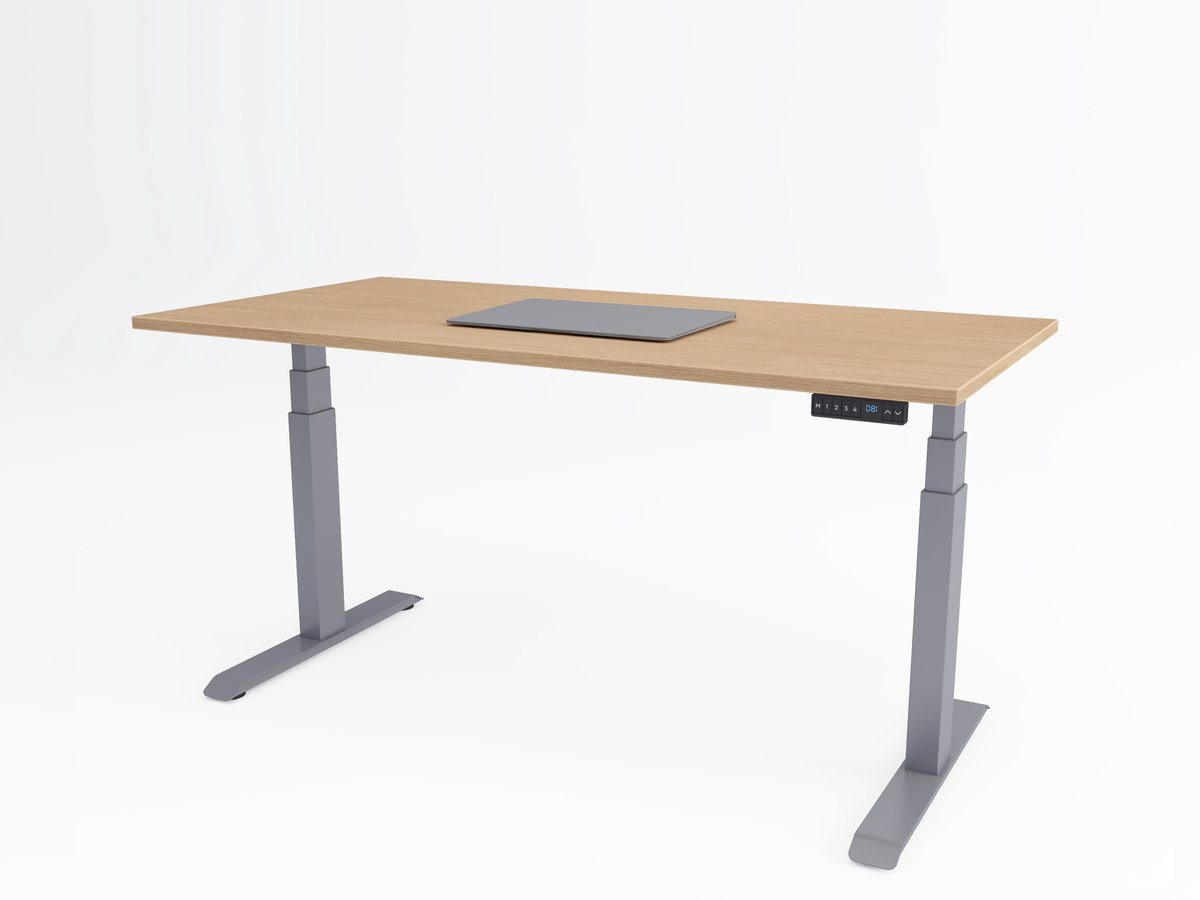 Tri-desk Premium | Elektrisch zit-sta bureau | Aluminium onderstel | Havana blad | 160 x 80 cm