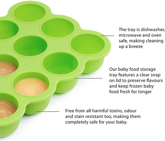 Chuckle diepvriesbakje babyvoeding 900 ml siliconen groen van CHUCKLE — afbeelding 2