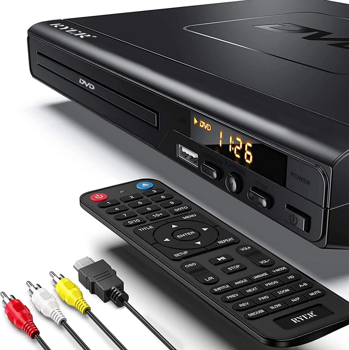 Oproepen Factureerbaar semester RYER DVD Speler met HDMI - Full HD - Regiovrij - USB - Met HDMI kabel |  bol.com