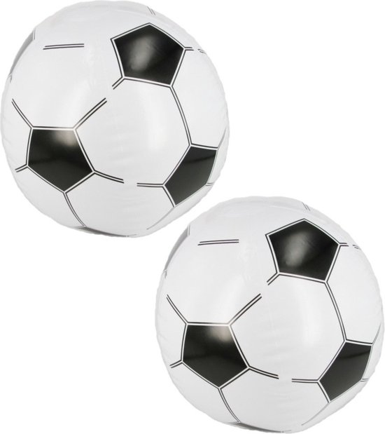 Set van 2x stuks opblaasbare voetbal print strandbal 30 cm - UItdeel/decoratie artikelen