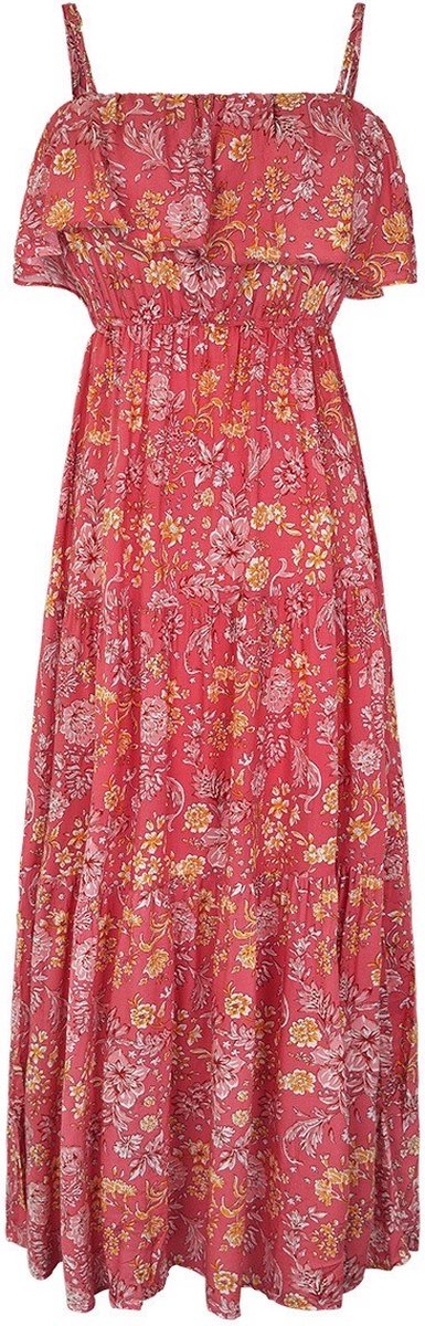 Maxi jurk roze/rood bloemenprint