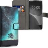 kwmobile telefoonhoesje geschikt voor Motorola Moto G52 / Moto G82 5G - Backcover voor smartphone - Hoesje met pasjeshouder in blauw / grijs / zwart - Sterrenstelsel en Boom design