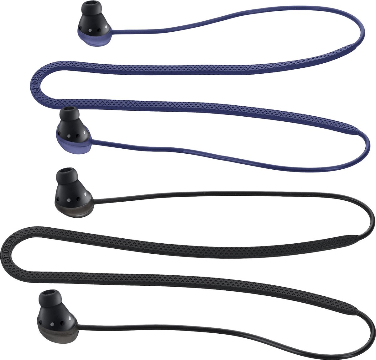 kwmobile 2x oordopjes koord - geschikt voor Samsung Galaxy Buds Pro - Voor draadloze oordoppen tegen verlies - In zwart / blauw