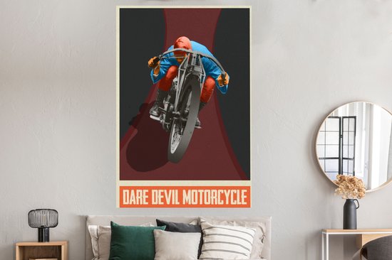 Affiche Mancave - Moteur - Vintage - Dessin - 120x180 cm XXL