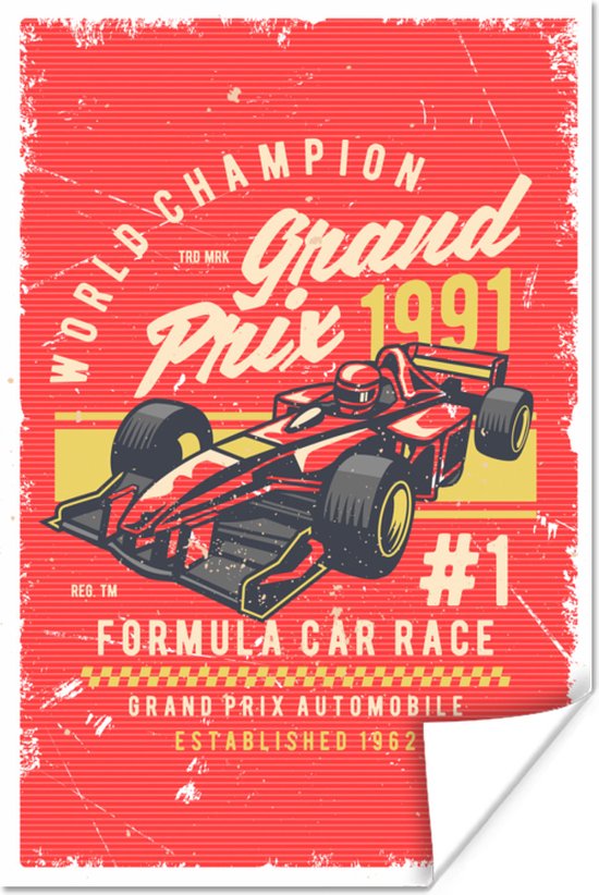 Poster Formule 1 Voiture de course rouge 