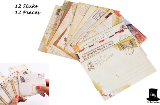 Bob Online ™ - 12 Stuks – Klassieke Retro Mini-enveloppen – 9,5 cm x 7.2 cm – 12 Pieces - Classic Retro Mini-envelopes -  Mini Retro Vintage Kraftpapier Enveloppen – Mini-enveloppen – Scrapbooking Enveloppen – Uitnodiging enveloppen– Kaarten Maken –