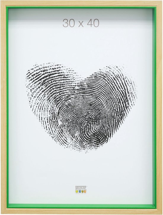 Deknudt Frames Cadre photo naturel avec bande intérieure verte, taille photo haute profil 30x40 cm