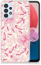Smartphone hoesje Geschikt voor Samsung Galaxy A13 4G Silicone Case Roze Bloemen