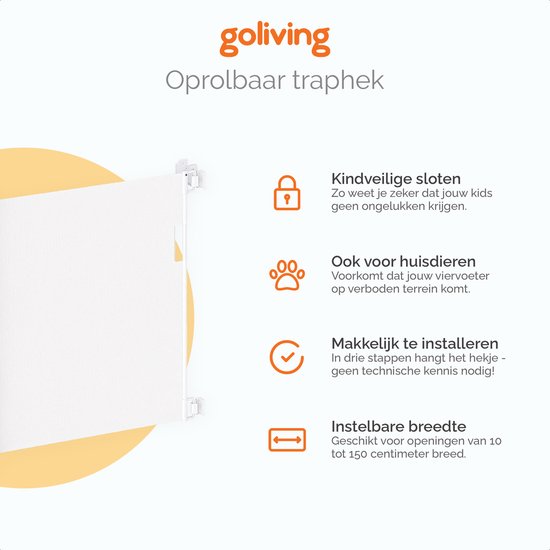 Goliving oprolbaar traphekje – Veiligheidshekje – Kinderhekje – Stevig mesh  – Voor... | bol.com