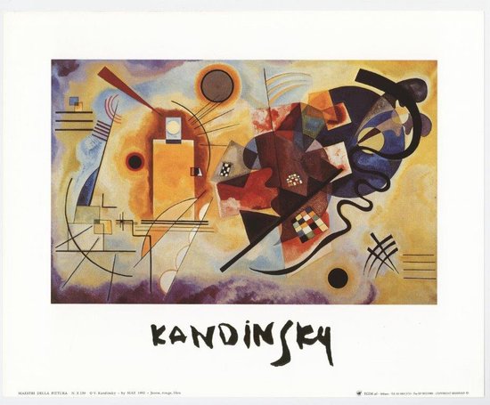 Mini kunstposter - Geel, rood, blauw - Wassily Kandinsky - 24x30 cm