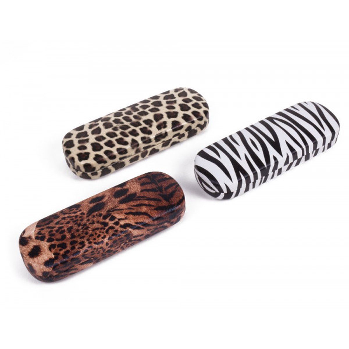 Brillenkoker - Benson - Hard Case - Panterprint Beige - Kunsstof - Kliksluiting - Cadeau Tip !!