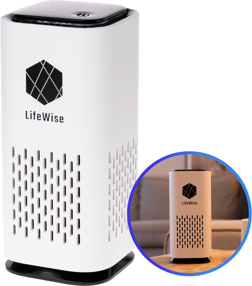 LifeWise Air Purifier - Mini Luchtreiniger met Ionisator - Incl. H12 HEPA Filter - Actieve Koolstof