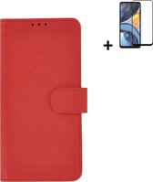 Motorola Moto G22 Hoesje - Bookcase - Moto G22 Hoesje - Pu Leder Wallet Book Case Rood Cover + Full Screenprotector