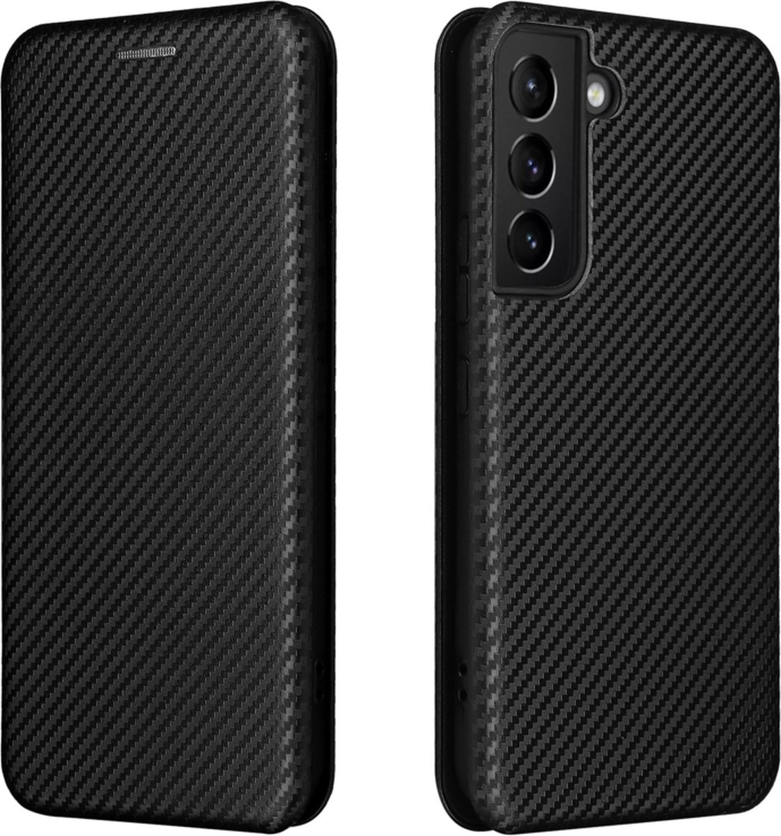 Slim Carbon Cover Hoes Etui geschikt voor Samsung Galaxy S22 Zwart - Carbon