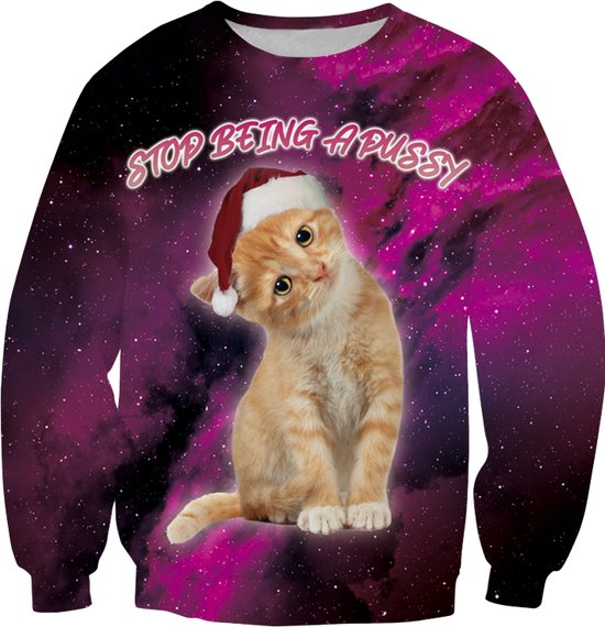 Stop being a pussy kersttrui Maat S Foute Kersttrui Superfout Foute trui . bol