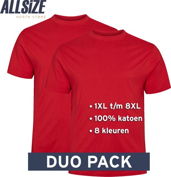 North 56°4 T-Shirts | Rood | 6XL | 2-Pack | Ronde Hals
