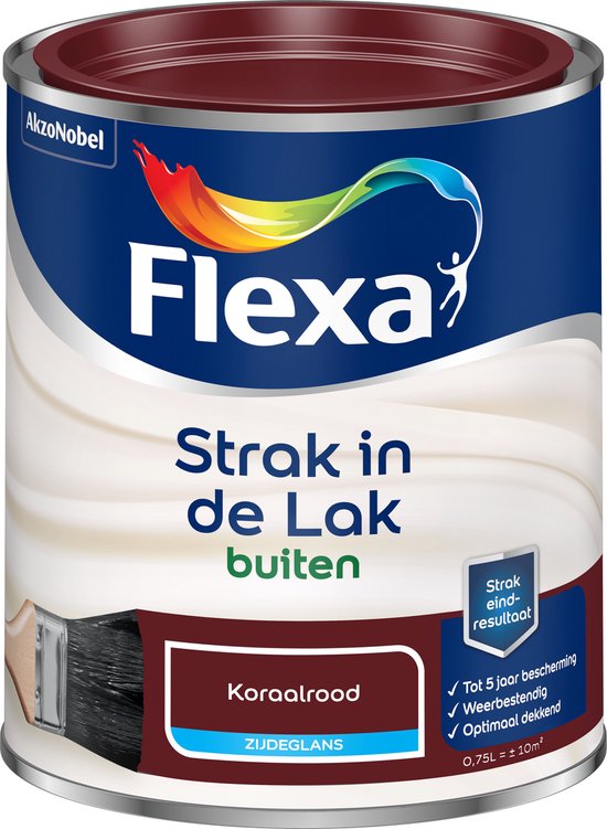 Flexa Strak in de Lak Zijdeglans - Buitenverf - Koraalrood - 750 ml