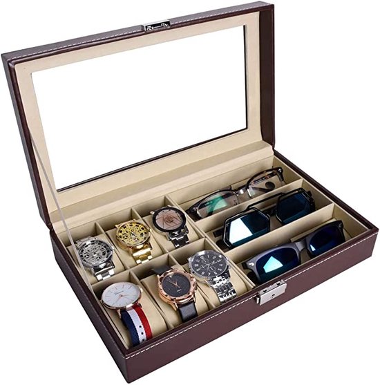 Opbergbox pour Lunettes de Luxe - Présentoir à Bijoux - 6 compartiments  pour montres +... | bol.com