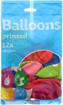 Ballonnen set met diverse printjes - Multicolor - Latex - ø 25 cm - 12 Stuks - Feest - Feestje - Party - Themafeestje - Partijtje