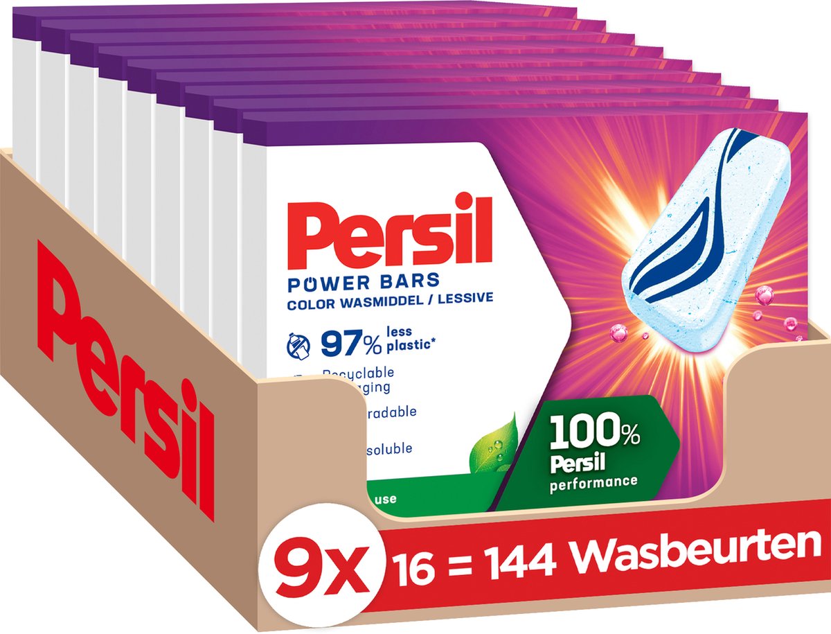 Persil Power Bars - Wasmiddel - Gekleurde Was - Voordeelverpakking - 9 x 16 Wasbeurten