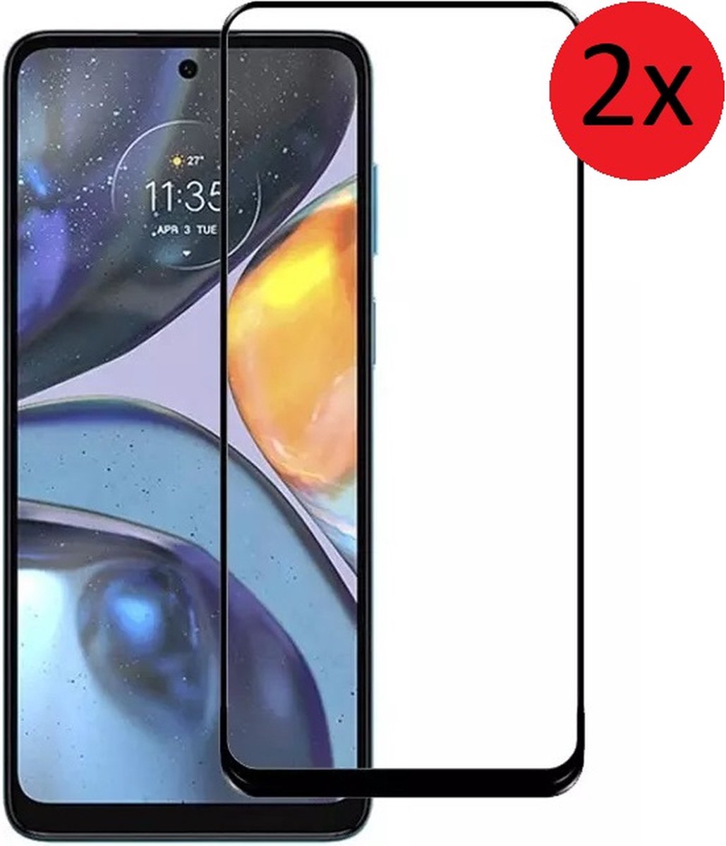 Geschikt voor Motorola Moto G22 Full Screenprotector - Moto G22 Full Tempered Glass 2x
