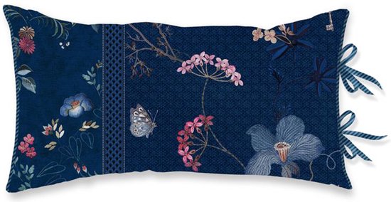 Pip Studio Tokyo Bouquet Sierkussen Donker Blauw 35 x 60 cm