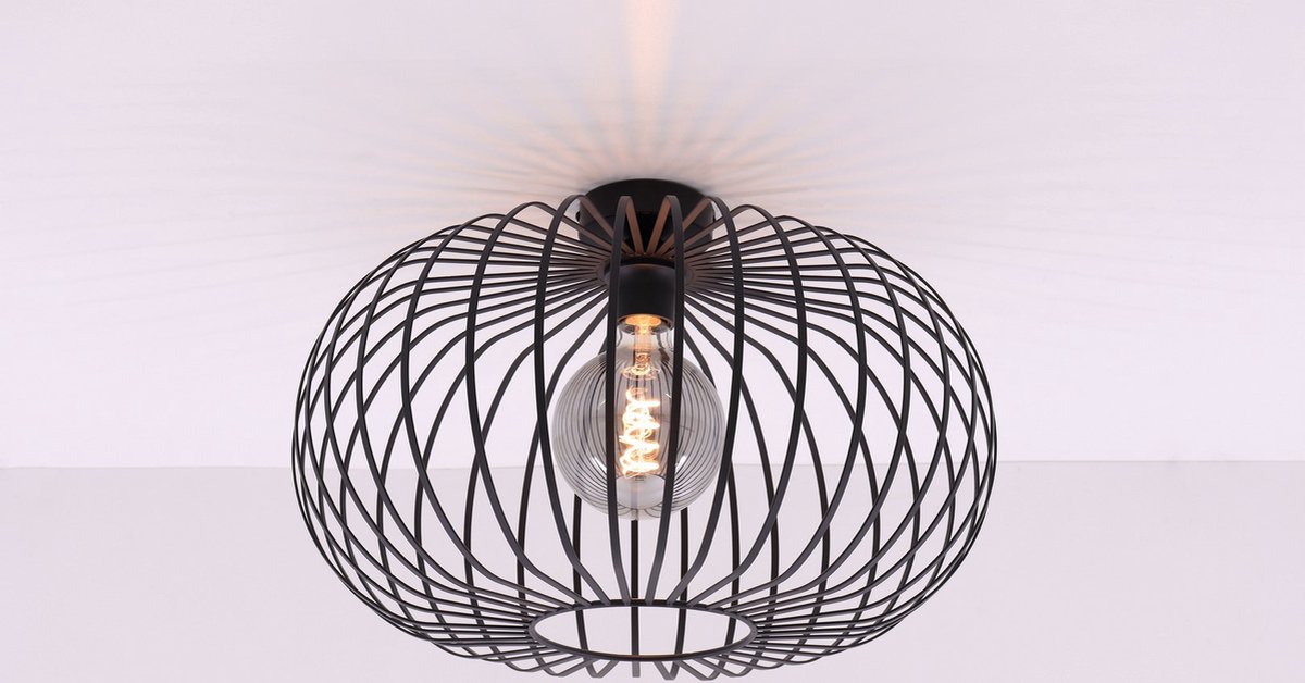 Plafondlamp - zwart metaal - 50cm