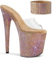 Pleaser - BEJEWELED-812RS Hoge hakken - US 10 - 40 shoes - Beige/Roségoudkleurig