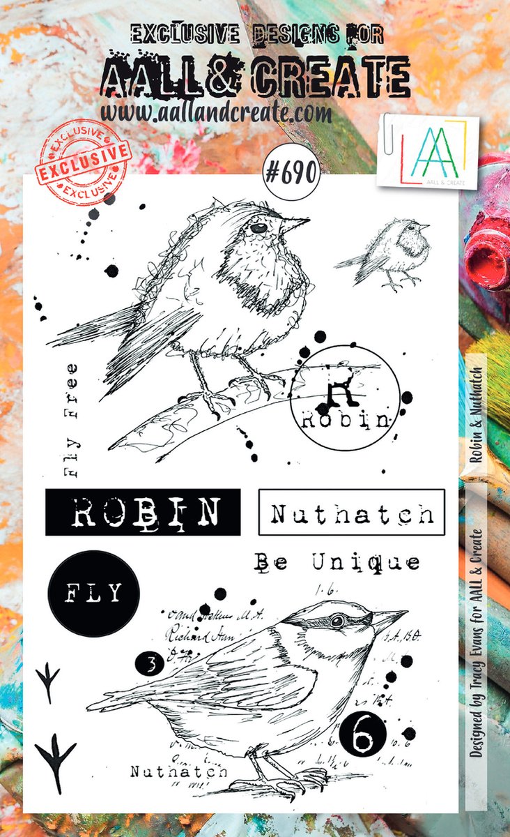 Aall & Create clearstamps A6 - Robin & nuthatch