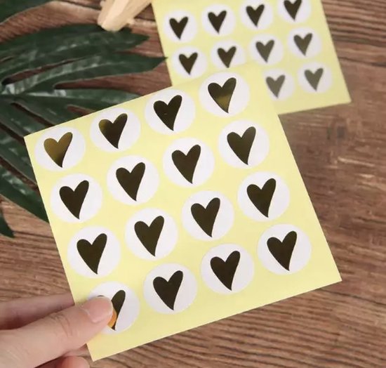 Sticker - hartje - goud - sluitzegel - kado - accessoire- sticker - verjaardag - envelop - 32 stuks