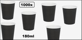 1000x Koffiebeker karton zwart 180ml - Next generation Roer staafjes koffie beker melk suiker hout festival thema feest verjaardag werk lepel