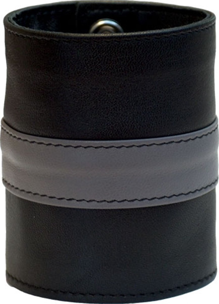 Mister B Leather Wrist Wallet Zip Grey Stripe XL