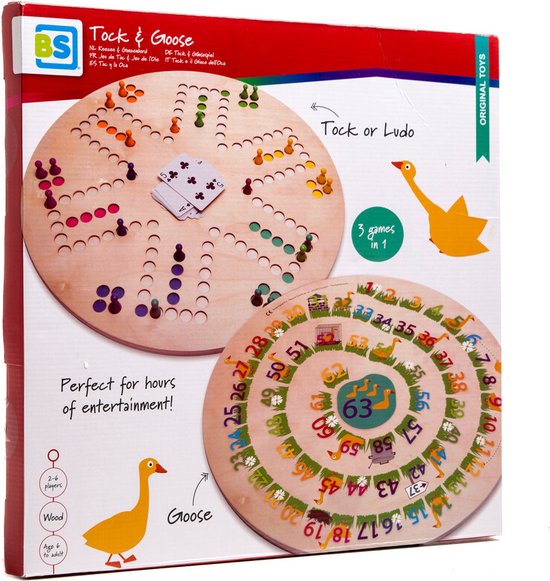 BS Toys 3-in-1 Bordspel - Keezenspel, Ganzenbord en Ludo - Speelgoed vanaf 6 Jaar - 2 tot 6 Spelers