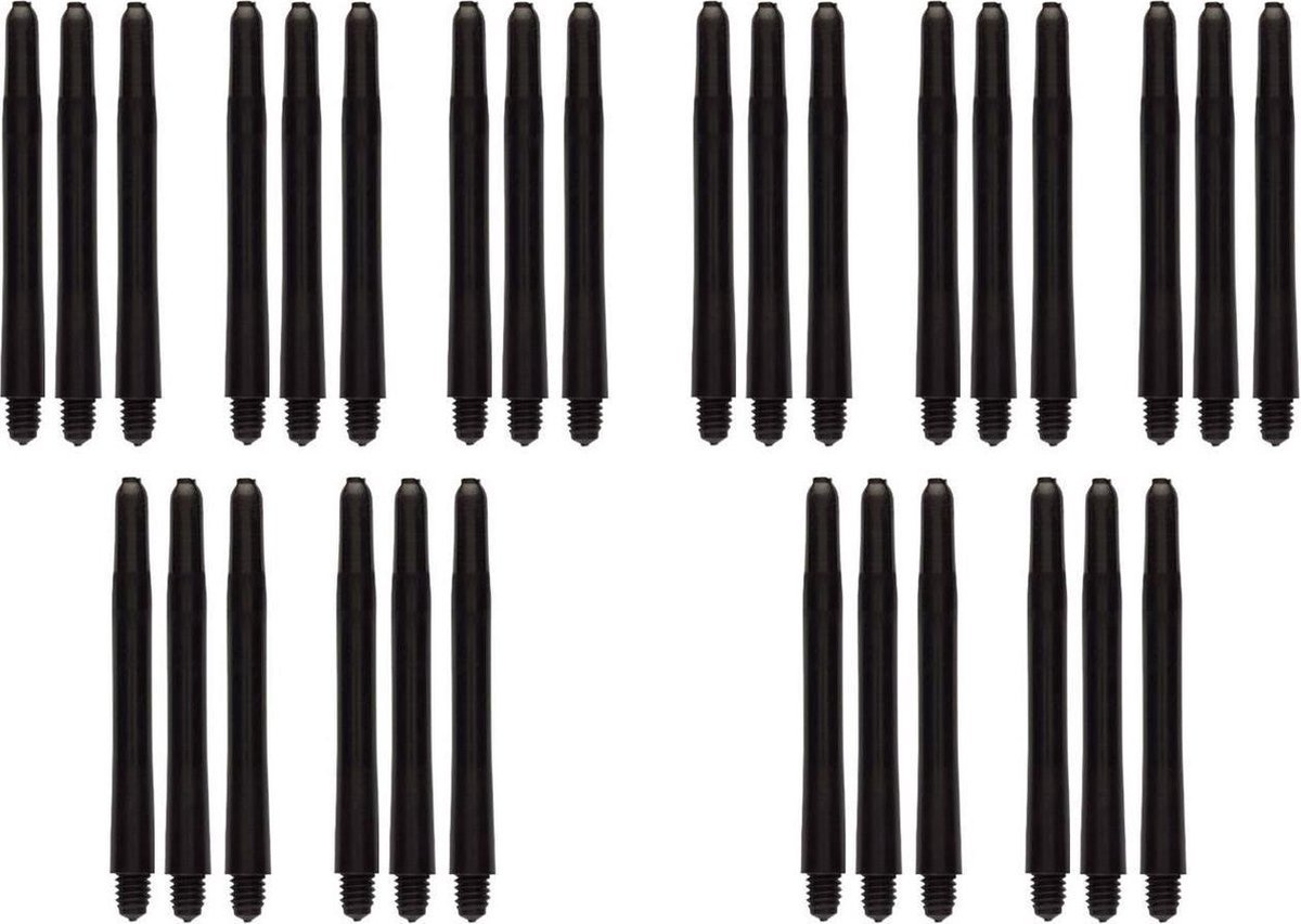 Darts Set zwarte dart shafts - 10 sets (30 stuks) - short - darts shafts