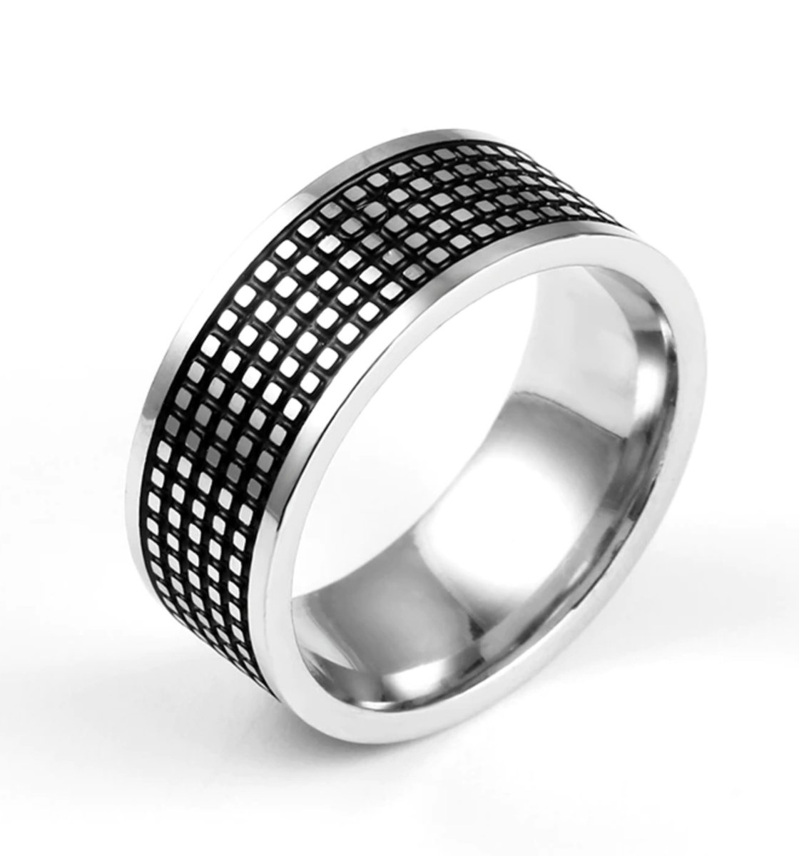 Mannen Ring | Mens Ring | Grey/Black Ring | Sieraden | Mannen Sieraden | Ringen | Sinterklaas kado | Kerst cadeau | Roestvrij staal | Grijs/zwarte Ring | Maat 68