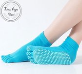 New Age Devi - 2 paar Teen sokken - Licht Blauw - sport - fitness - pilates - yoga - anti slip - slijtvast - ademend