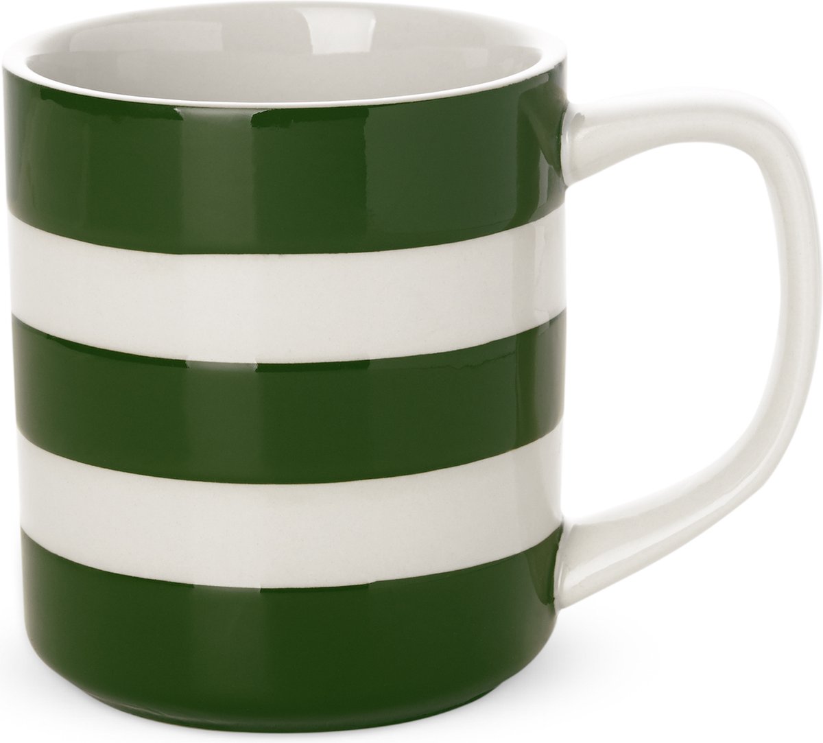 Cornishware Adder Green Mug 28cl - Mok - 280 ml - donkergroen strepen - handbeschilderd