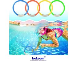 *** Set van 4 gekleurde duikringen - Zwembad - Opduikringen - Zwemspeelgoed - Vakantie Speelgoed Duiken Opduiken - van Heble® ***