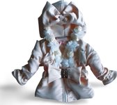 Maat 104 Zomerjas Kinderjas Creme tule bloemen baby en kind Jas met riem en strik