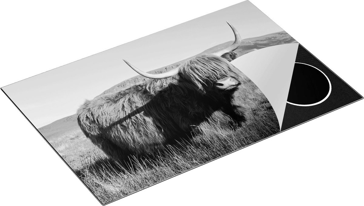 Chefcare Inductie Beschermer Schotse Hooglander Koe - Kleur - Zwart Wit - 81x52 cm - Afdekplaat Inductie - Kookplaat Beschermer - Inductie Mat