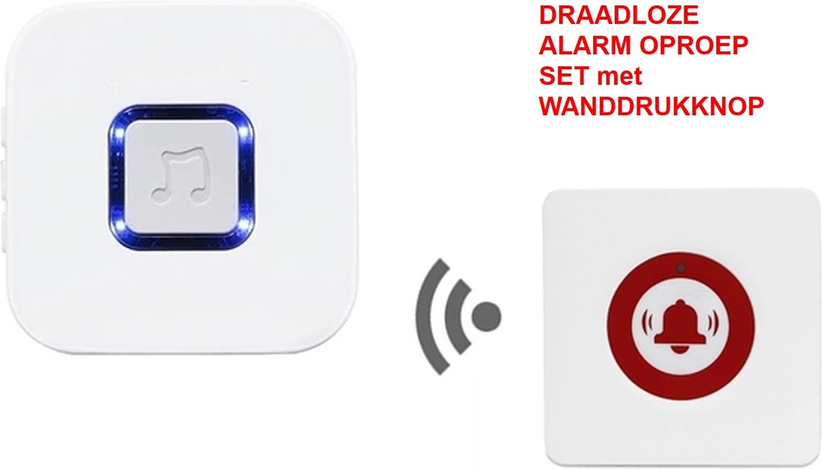 Persoonlijk Alarm / Oproepsysteem - set-4 met wandmontage oproepknop (F9457D+F9465H)