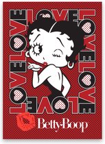 Betty Boop Love - Metalen Bord Met Reliëf - 43 x 31 cm