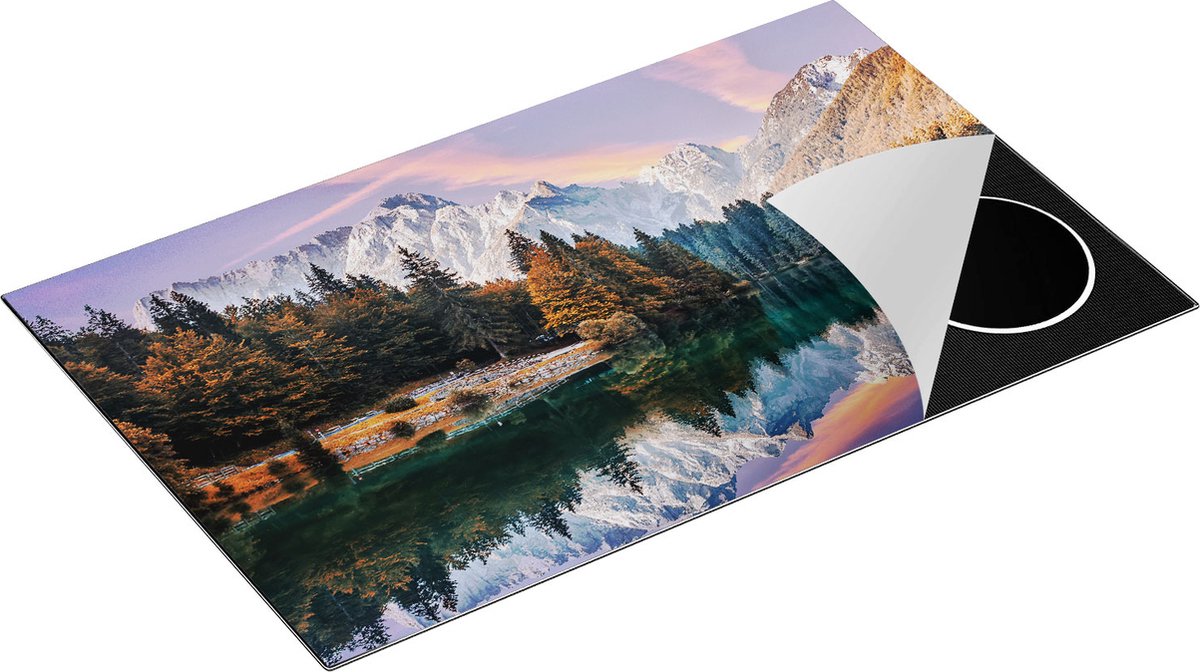 Chefcare Inductie Beschermer Meer met Weerspiegeling van de Bergen - 85x52 cm - Afdekplaat Inductie - Kookplaat Beschermer - Inductie Mat
