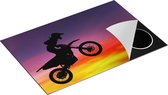 Chefcare Inductie Beschermer Silhouet van een Motorcross in de Lucht - 80x52 cm - Afdekplaat Inductie - Kookplaat Beschermer - Inductie Mat