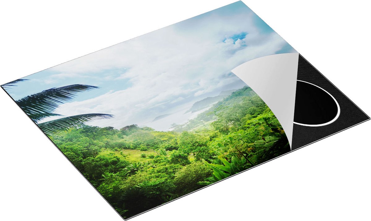 Chefcare Inductie Beschermer Jungle Uitzicht op de Seychellen - 65x50 cm - Afdekplaat Inductie - Kookplaat Beschermer - Inductie Mat