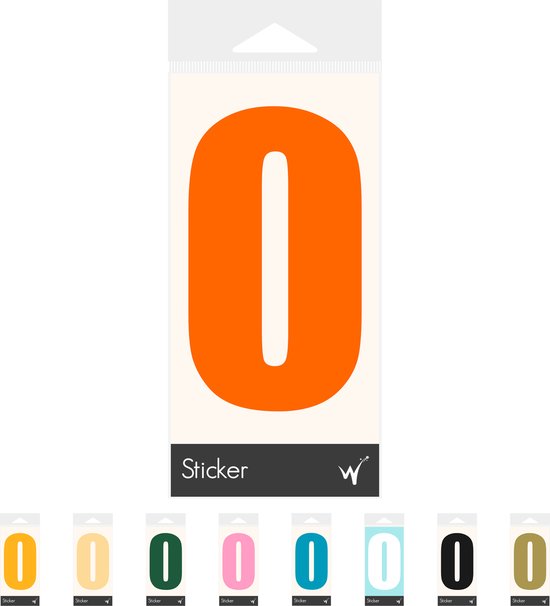 Container Sticker Huisnummer - Cijfer 0 Cijfersticker - Kliko Sticker - Deursticker - Weerbestendig - 10 x 5,5 cm - Oranje