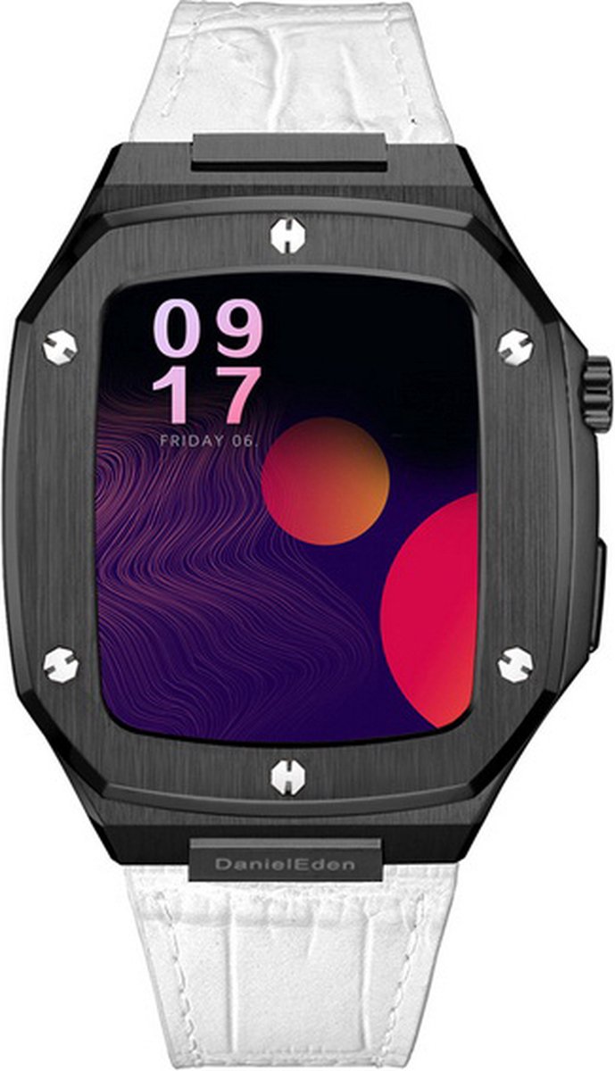 DanielEden Luxe Apple Watch Case - Bamboe leer - Wit - Smartwatch case - Apple - horloge band - Horloge - Apple watch horloge bandje